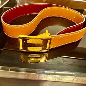 Hermès H-buckle leather belt ICONIC REVERSIBLE Tan Leather Belt with Gold Buckle